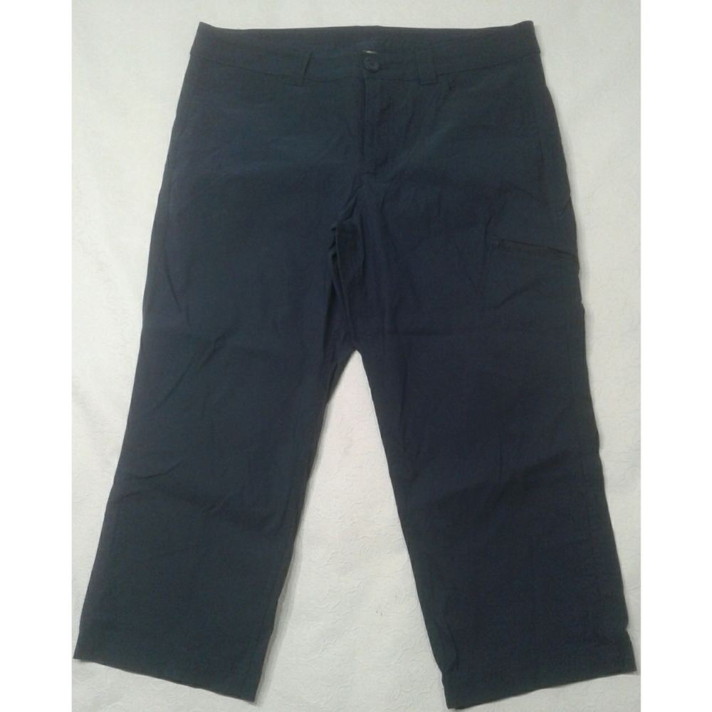 Eddie Bauer hiking pants Blue outdoor zip pockets Capri crop stretch size 10